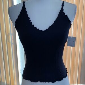 Stylish Black Ribbed Crop Top